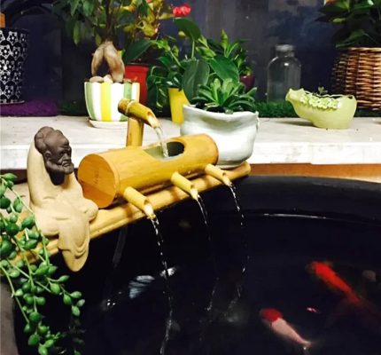 Fontaine En Bambou Avec Pompe MEZITZ – Fontaine Japonaise Intérieure Et Extérieure Pour Jardin Zen