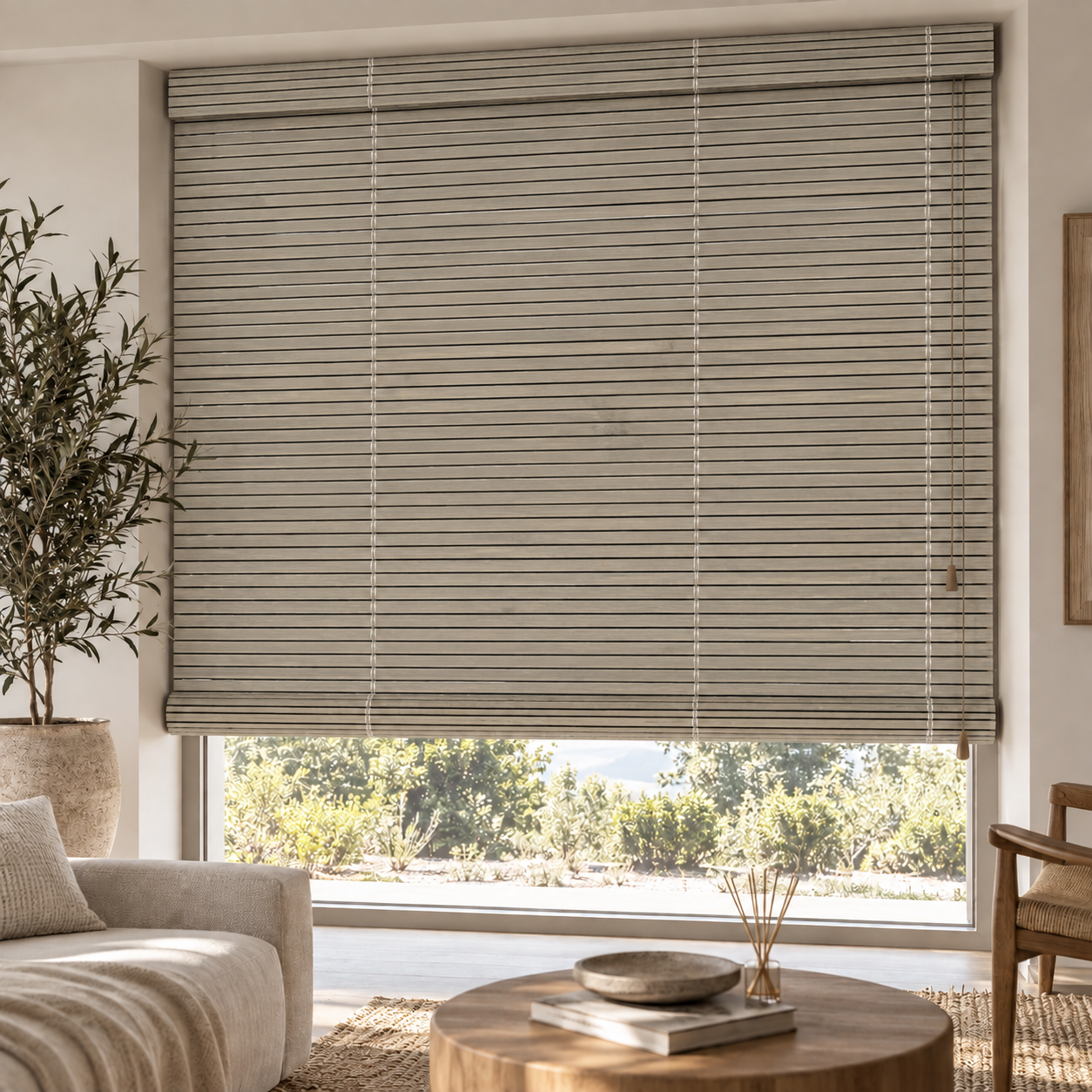 Store Bambou sur mesure Grège beige et gris
