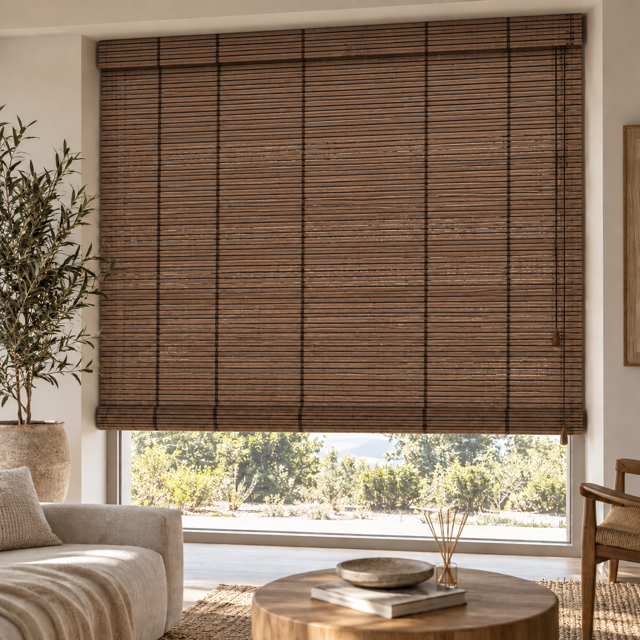 Store Bambou sur mesure Noyer foncé