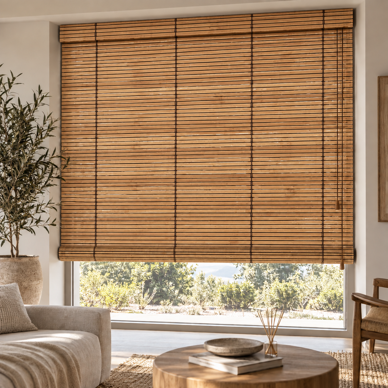Store bambou sur mesure naturel.